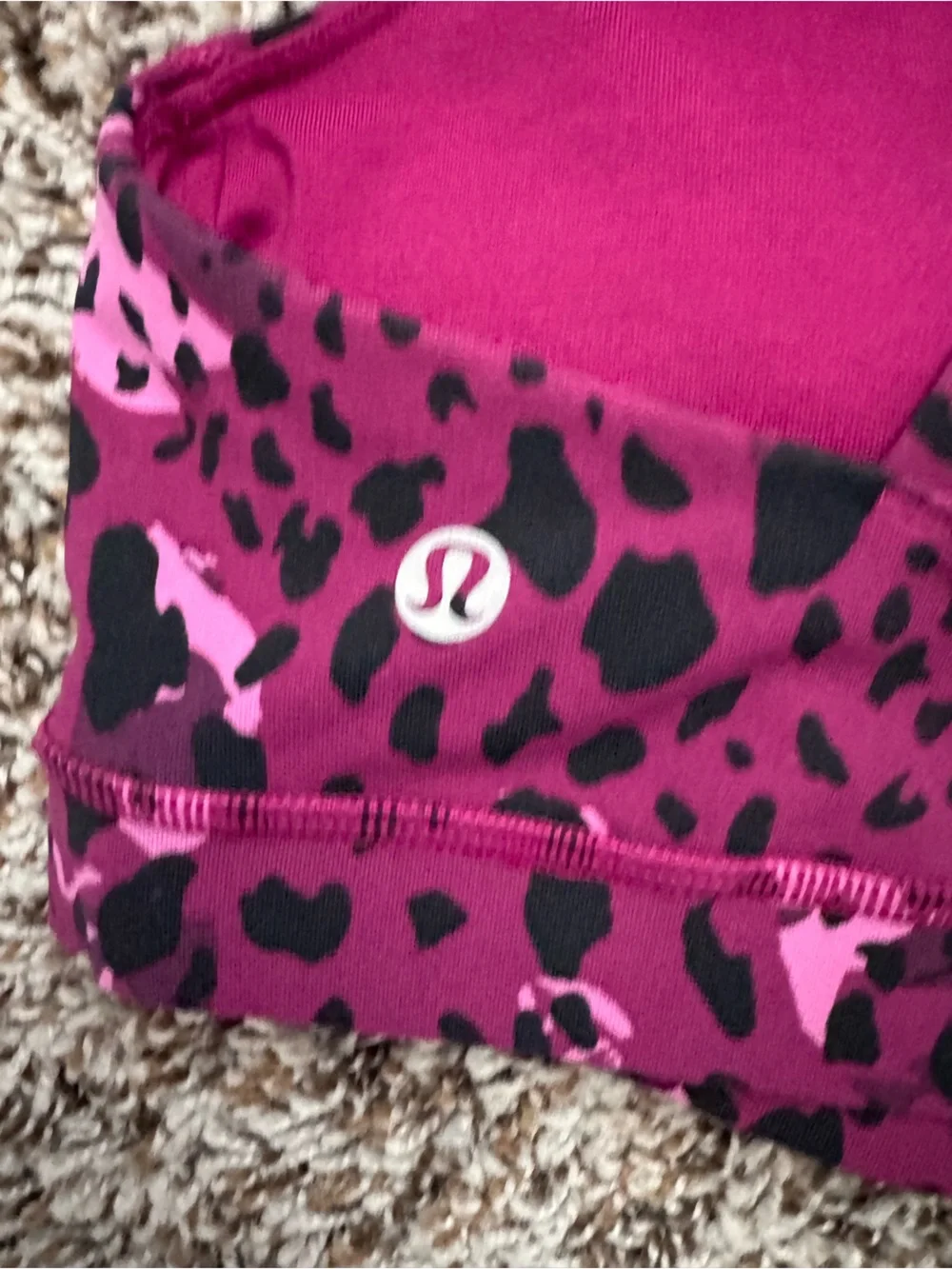 lululemon athletica Pink and Black Leopard Print Sports Bra size 8